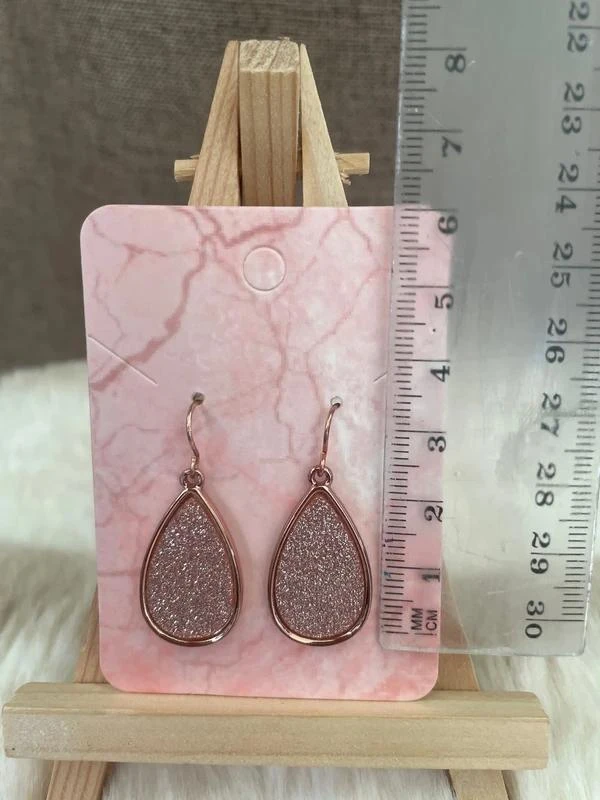Boucles d’oreilles goutte élégantes pailletée rose – photo 3